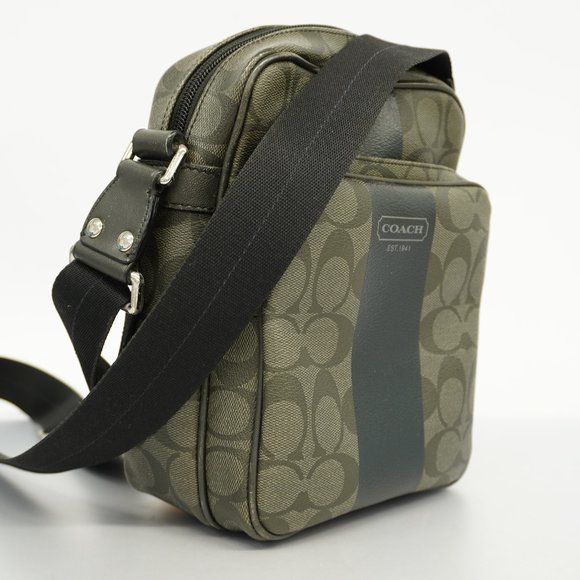 Auth Coach Signature Shoulder Bag F70589 Men,Women,Unisex PVC Shoulder Bag Bl... - Picture 2 of 11